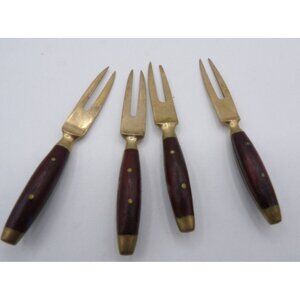 Siamese/Thailand Buddha Brass and Black Snail Forks Set of 4